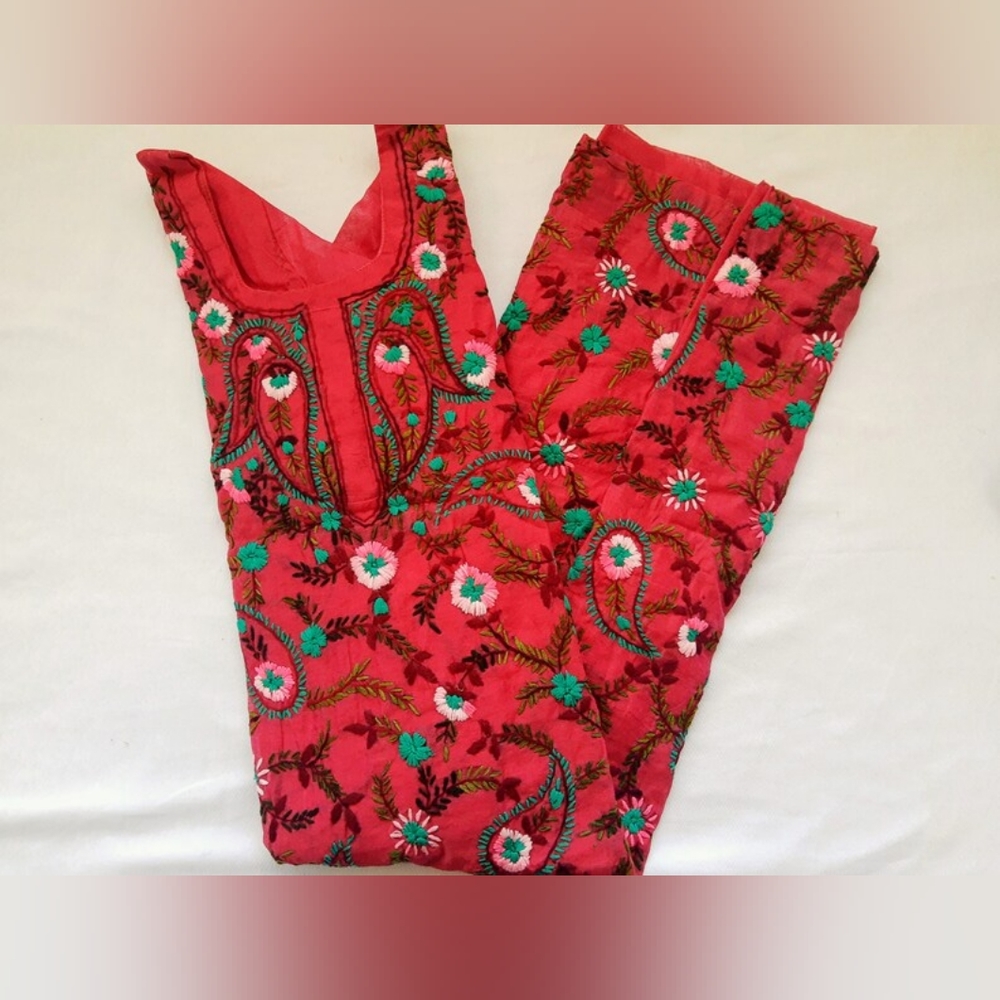 Phulkari silk kurta